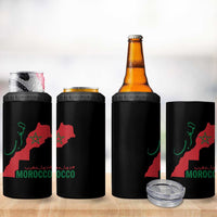 Morocco Map Dima Maghrib with Arabic Calligraphy 4 in 1 Can Cooler Tumbler Maghreb Traditional Moroccan Roots Graphic
