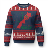 Morocco Map Dima Maghrib with Arabic Calligraphy Ugly Christmas Sweater Maghreb Traditional Moroccan Roots Graphic