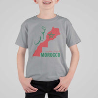 Morocco Map Dima Maghrib with Arabic Calligraphy T Shirt For Kid Maghreb Traditional Moroccan Roots Graphic