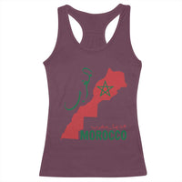 Morocco Map Dima Maghrib with Arabic Calligraphy Racerback Tank Top Maghreb Traditional Moroccan Roots Graphic