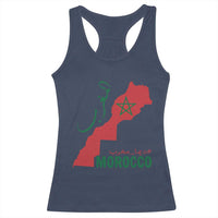 Morocco Map Dima Maghrib with Arabic Calligraphy Racerback Tank Top Maghreb Traditional Moroccan Roots Graphic