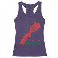 Morocco Map Dima Maghrib with Arabic Calligraphy Racerback Tank Top Maghreb Traditional Moroccan Roots Graphic
