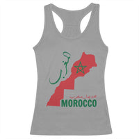 Morocco Map Dima Maghrib with Arabic Calligraphy Racerback Tank Top Maghreb Traditional Moroccan Roots Graphic