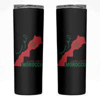 Morocco Map Dima Maghrib with Arabic Calligraphy Skinny Tumbler Maghreb Traditional Moroccan Roots Graphic