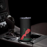 Morocco Map Dima Maghrib with Arabic Calligraphy Skinny Tumbler Maghreb Traditional Moroccan Roots Graphic