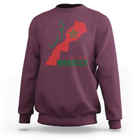 Morocco Map Dima Maghrib with Arabic Calligraphy Sweatshirt Maghreb Traditional Moroccan Roots Graphic