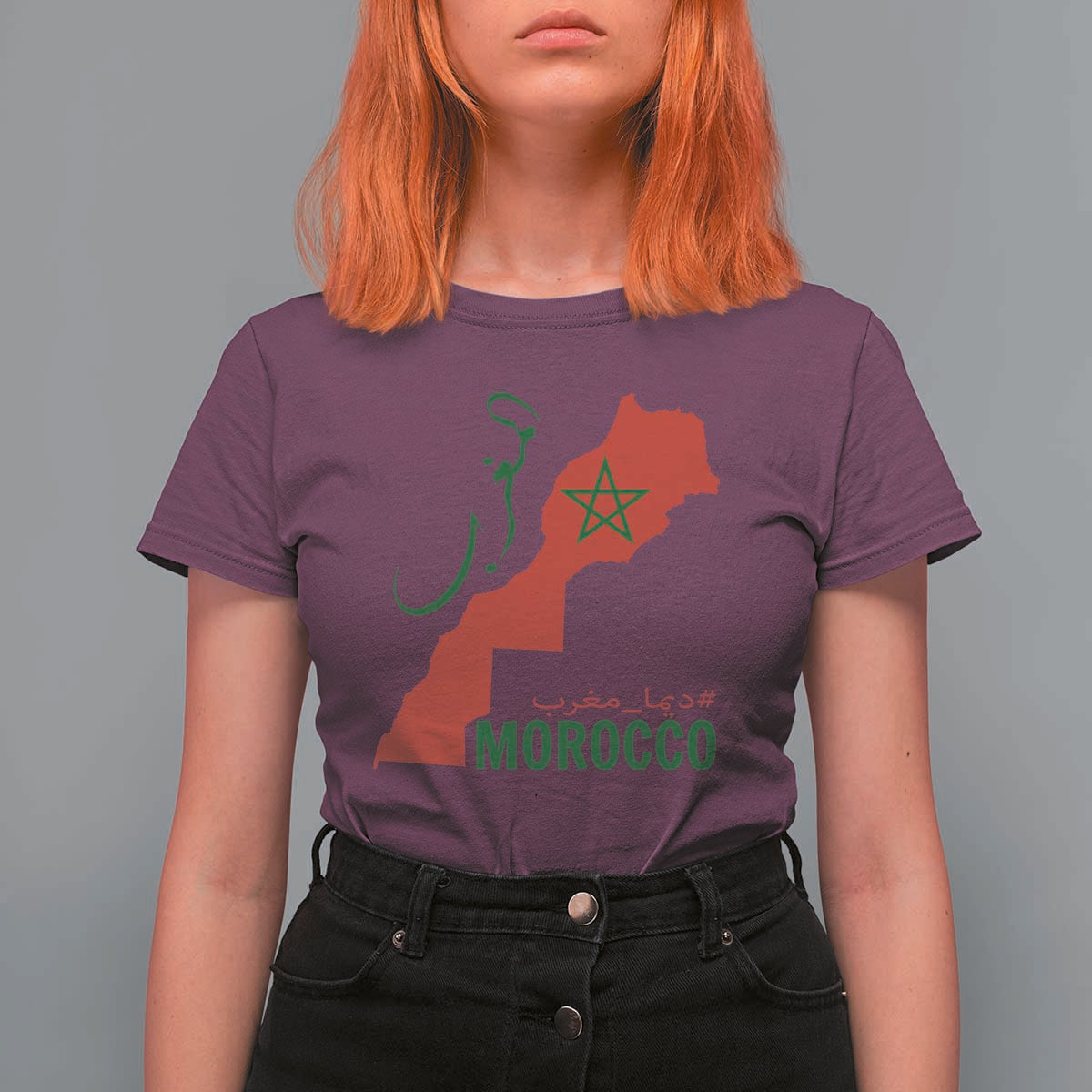 Morocco Map Dima Maghrib with Arabic Calligraphy T Shirt For Women Maghreb Traditional Moroccan Roots Graphic