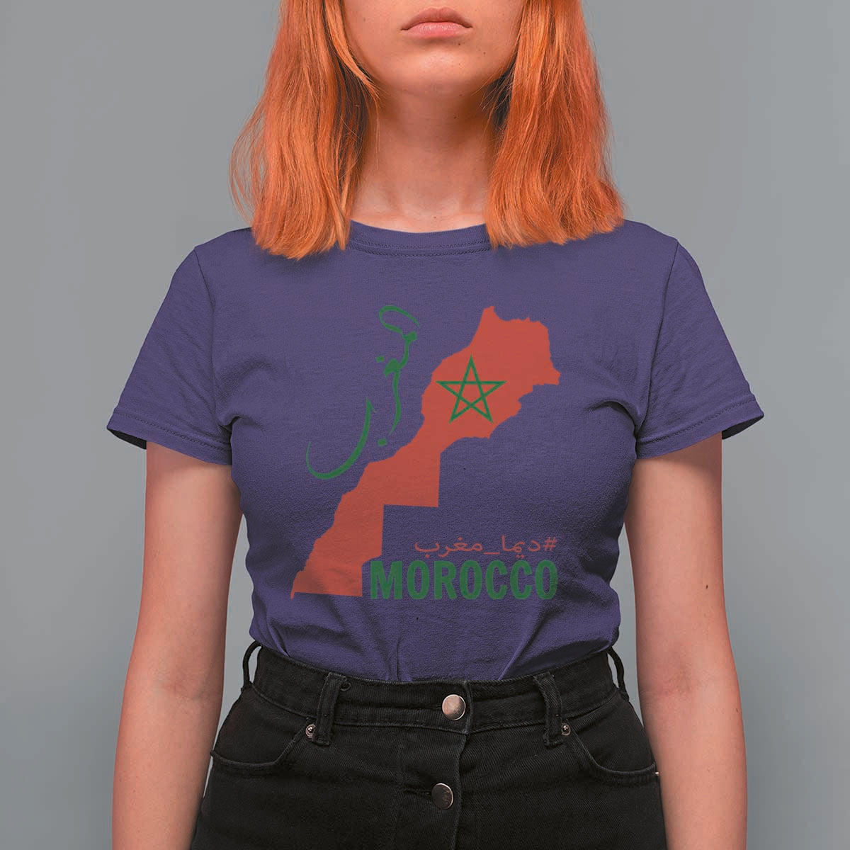 Morocco Map Dima Maghrib with Arabic Calligraphy T Shirt For Women Maghreb Traditional Moroccan Roots Graphic