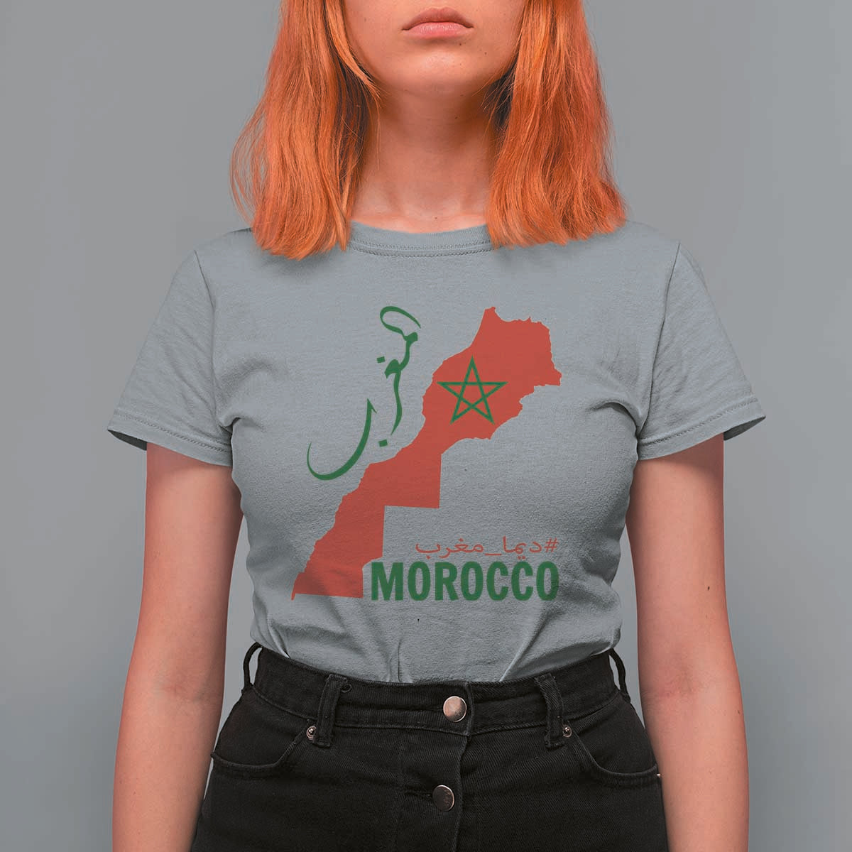 Morocco Map Dima Maghrib with Arabic Calligraphy T Shirt For Women Maghreb Traditional Moroccan Roots Graphic