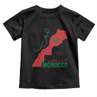 Morocco Map Dima Maghrib with Arabic Calligraphy Toddler T Shirt Maghreb Traditional Moroccan Roots Graphic