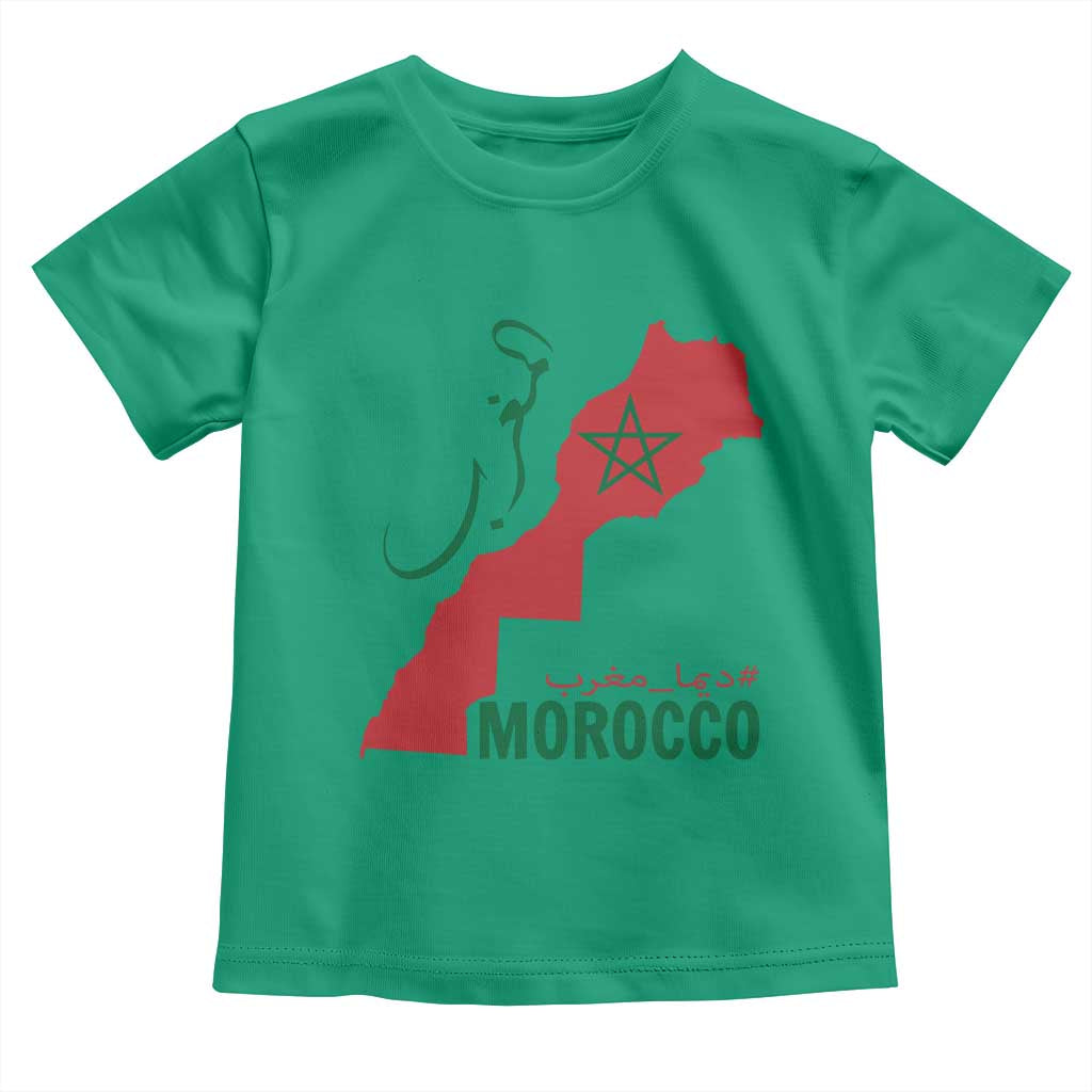 Morocco Map Dima Maghrib with Arabic Calligraphy Toddler T Shirt Maghreb Traditional Moroccan Roots Graphic