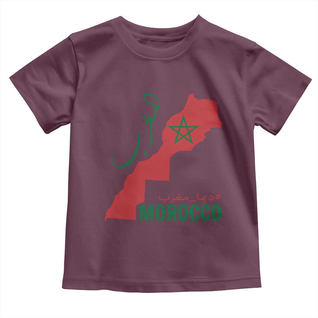 Morocco Map Dima Maghrib with Arabic Calligraphy Toddler T Shirt Maghreb Traditional Moroccan Roots Graphic