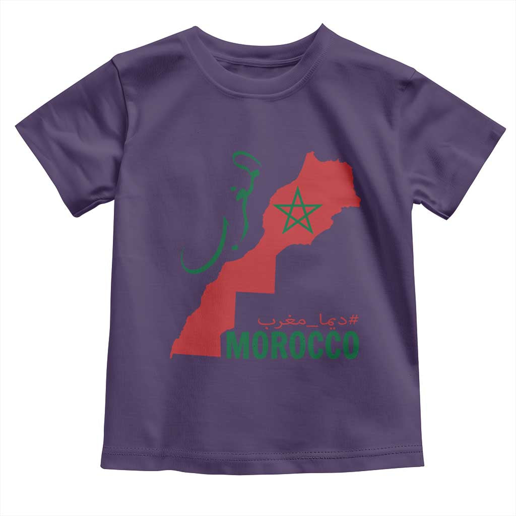Morocco Map Dima Maghrib with Arabic Calligraphy Toddler T Shirt Maghreb Traditional Moroccan Roots Graphic