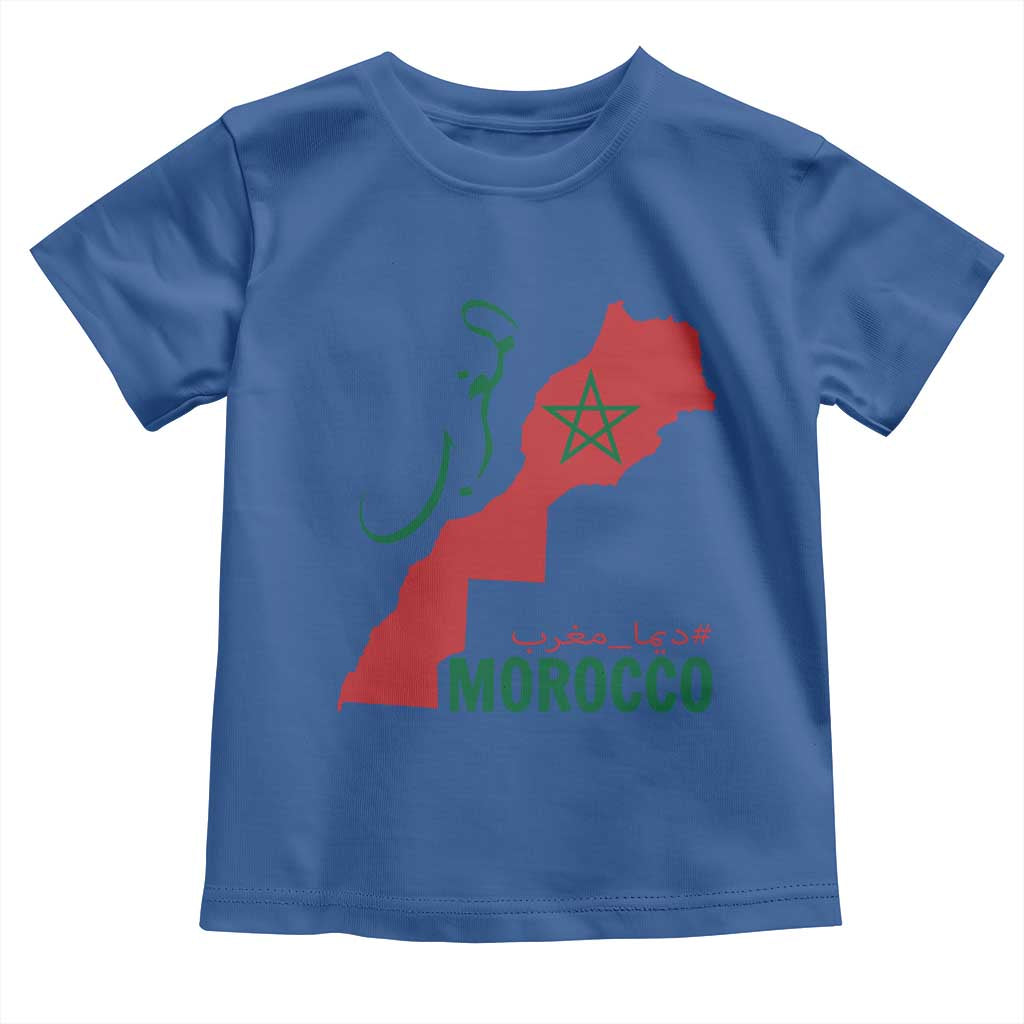 Morocco Map Dima Maghrib with Arabic Calligraphy Toddler T Shirt Maghreb Traditional Moroccan Roots Graphic