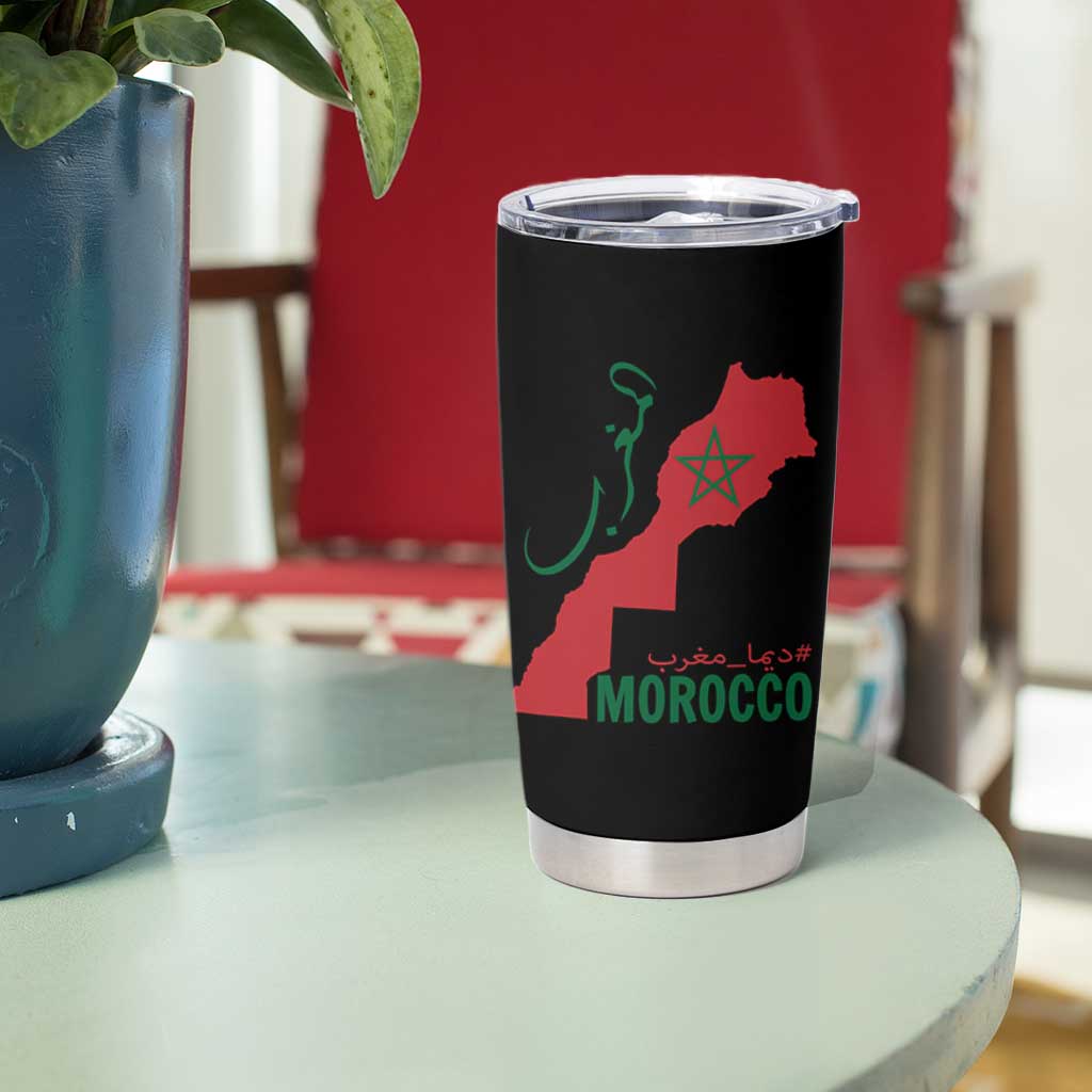 Morocco Map Dima Maghrib with Arabic Calligraphy Tumbler Cup Maghreb Traditional Moroccan Roots Graphic