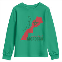 Morocco Map Dima Maghrib with Arabic Calligraphy Youth Sweatshirt Maghreb Traditional Moroccan Roots Graphic