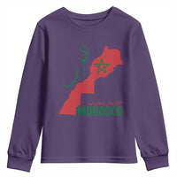 Morocco Map Dima Maghrib with Arabic Calligraphy Youth Sweatshirt Maghreb Traditional Moroccan Roots Graphic