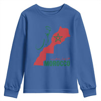 Morocco Map Dima Maghrib with Arabic Calligraphy Youth Sweatshirt Maghreb Traditional Moroccan Roots Graphic