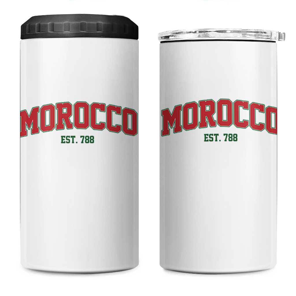 Vintage Morocco Varsity Collegiate Style 4 in 1 Can Cooler Tumbler Established 788 Moroccan History