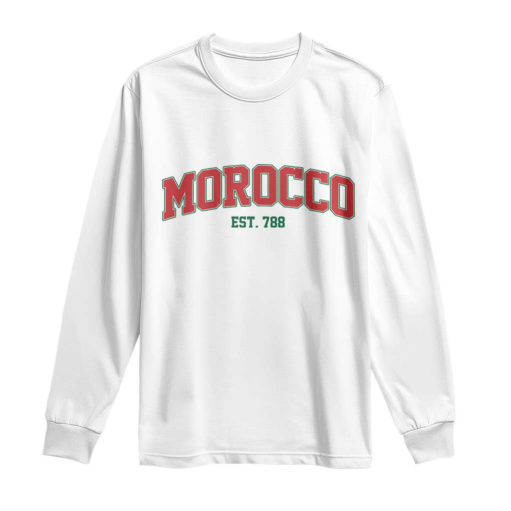 Vintage Morocco Varsity Collegiate Style Long Sleeve Shirt Established 788 Moroccan History