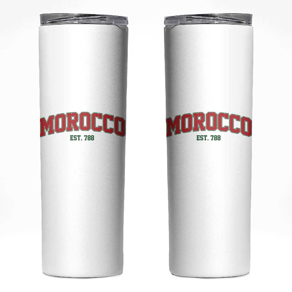 Vintage Morocco Varsity Collegiate Style Skinny Tumbler Established 788 Moroccan History
