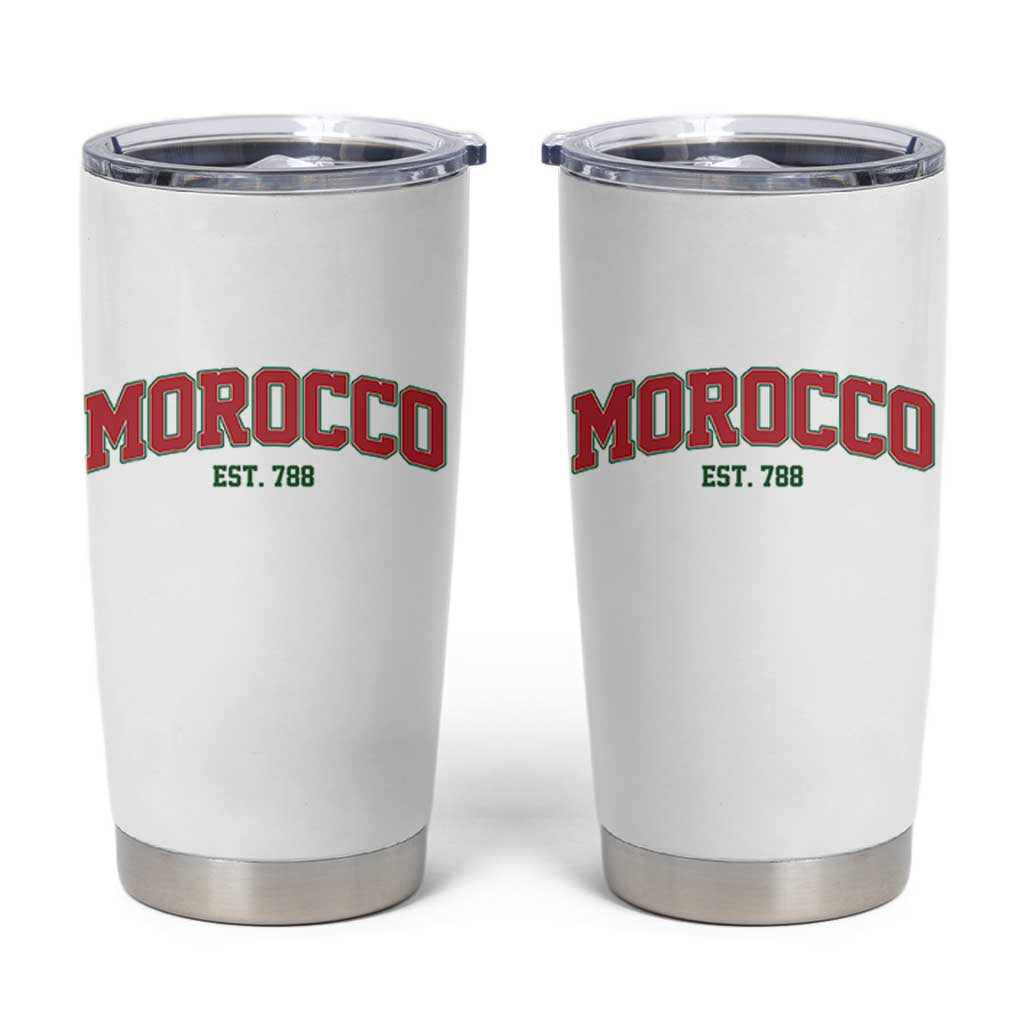 Vintage Morocco Varsity Collegiate Style Tumbler Cup Established 788 Moroccan History
