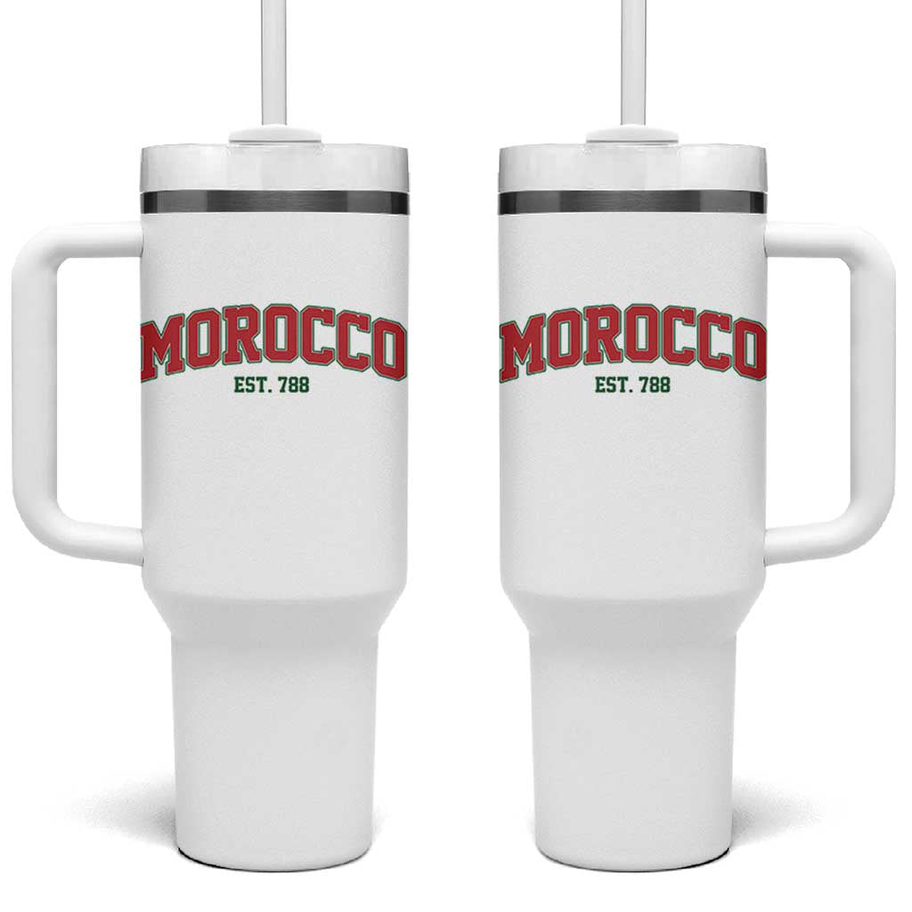 Vintage Morocco Varsity Collegiate Style Tumbler With Handle Established 788 Moroccan History