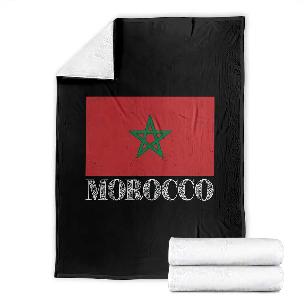 Vintage Morocco Flag Throw Blanket Patriotic Moroccan Pride