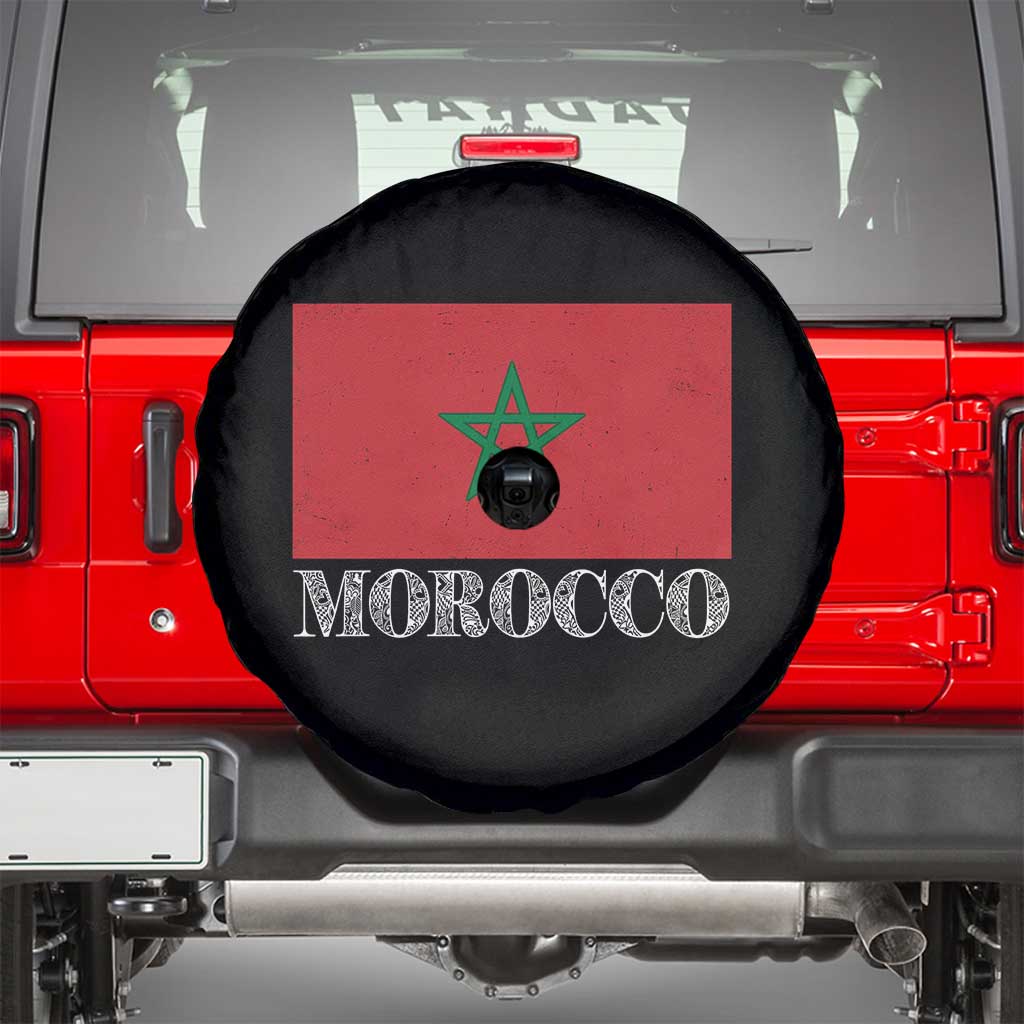 Vintage Morocco Flag Spare Tire Cover Patriotic Moroccan Pride