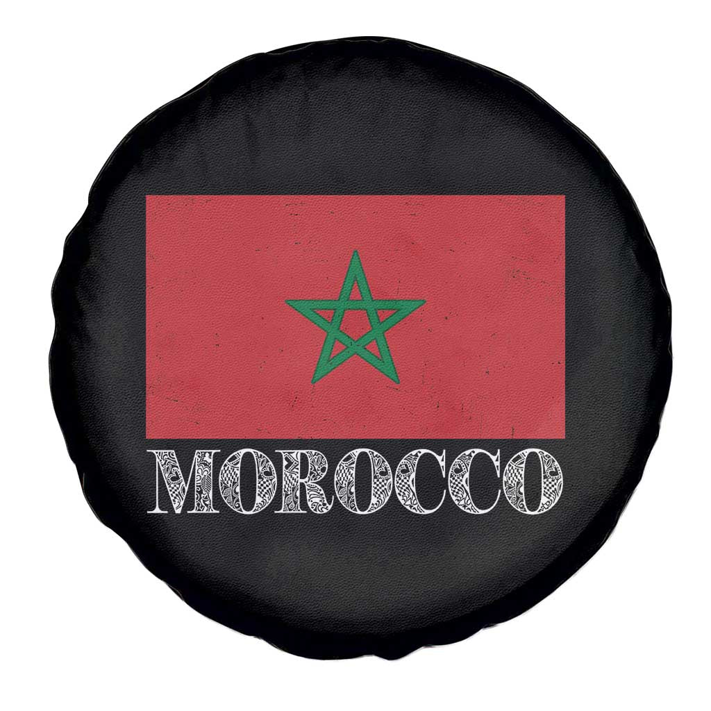 Vintage Morocco Flag Spare Tire Cover Patriotic Moroccan Pride
