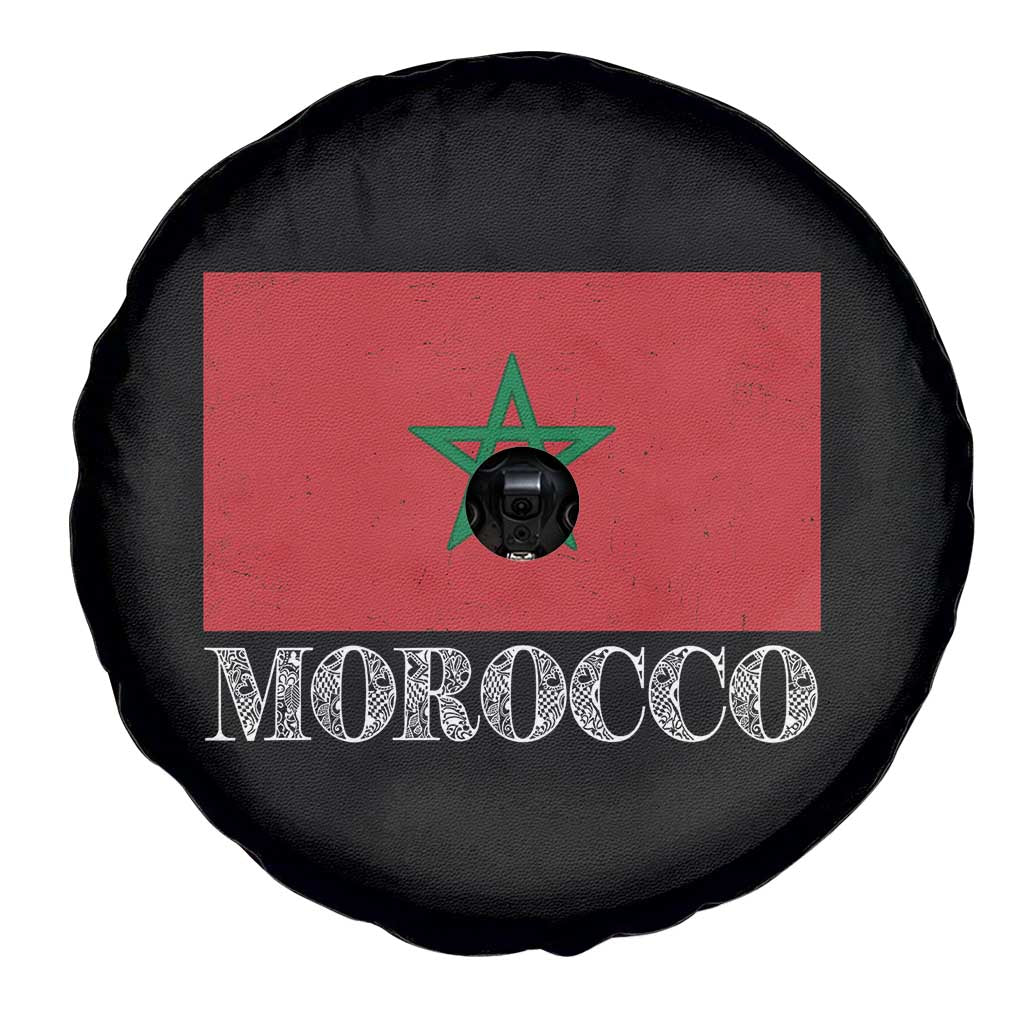 Vintage Morocco Flag Spare Tire Cover Patriotic Moroccan Pride