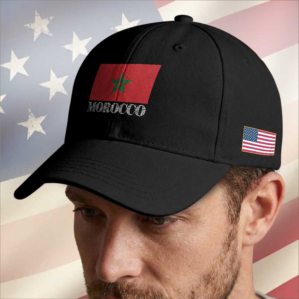 Vintage Morocco Flag Baseball Cap Patriotic Moroccan Pride