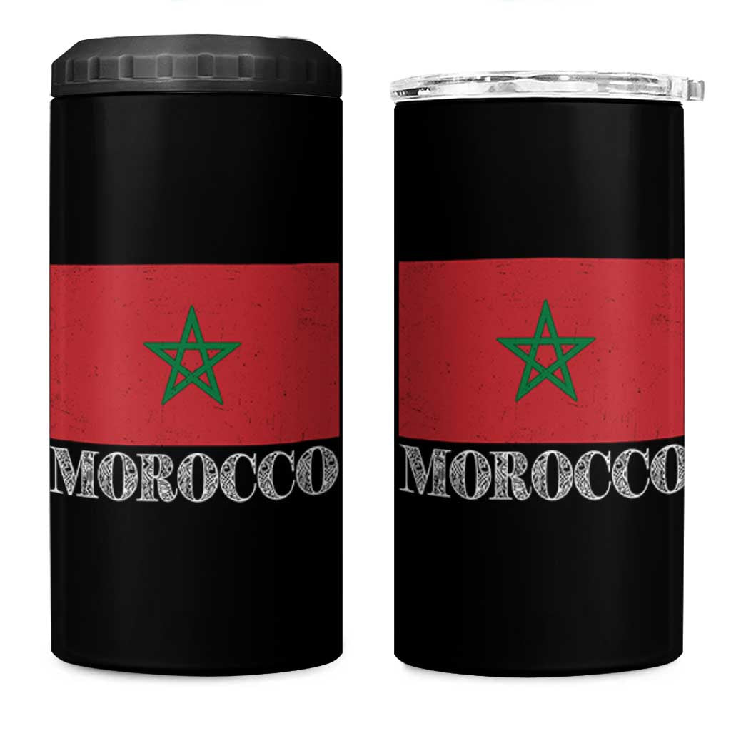Vintage Morocco Flag 4 in 1 Can Cooler Tumbler Patriotic Moroccan Pride