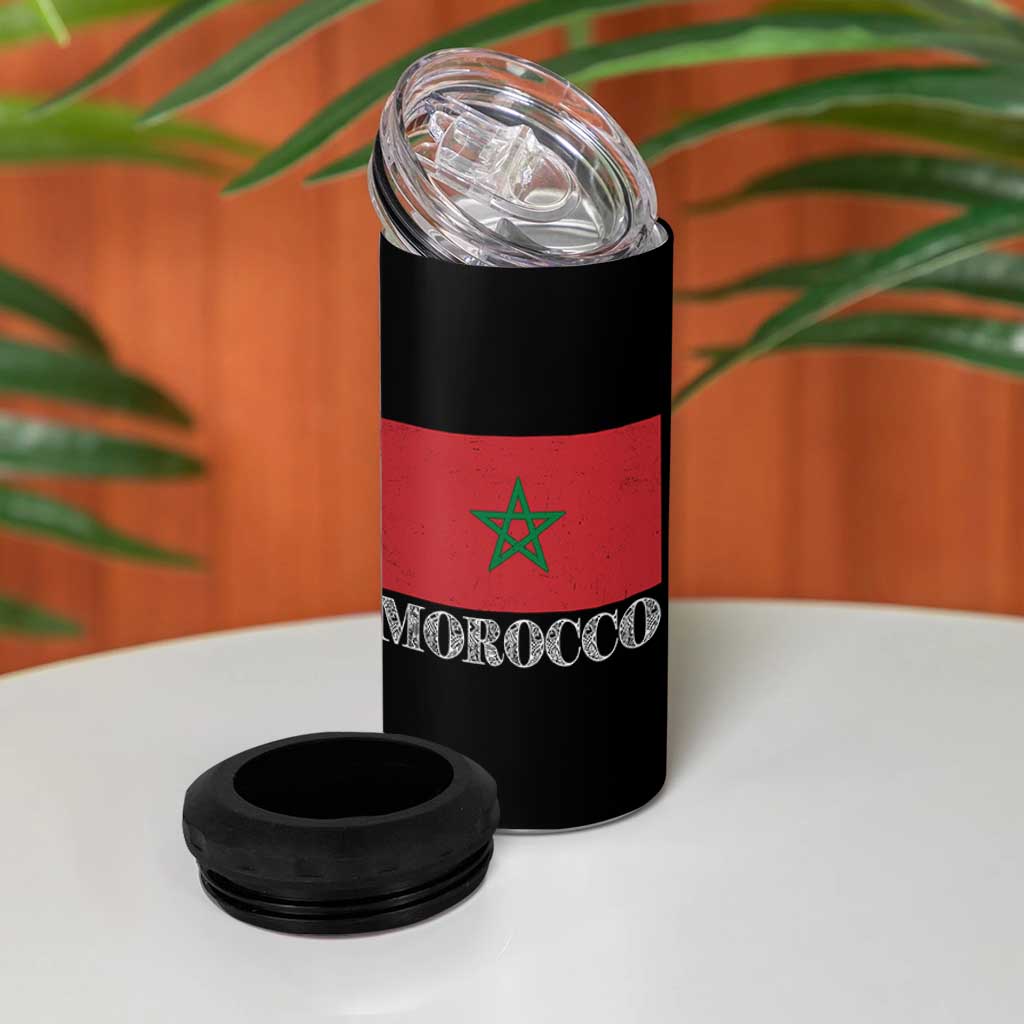 Vintage Morocco Flag 4 in 1 Can Cooler Tumbler Patriotic Moroccan Pride