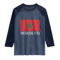 Vintage Morocco Flag Raglan Shirt Patriotic Moroccan Pride