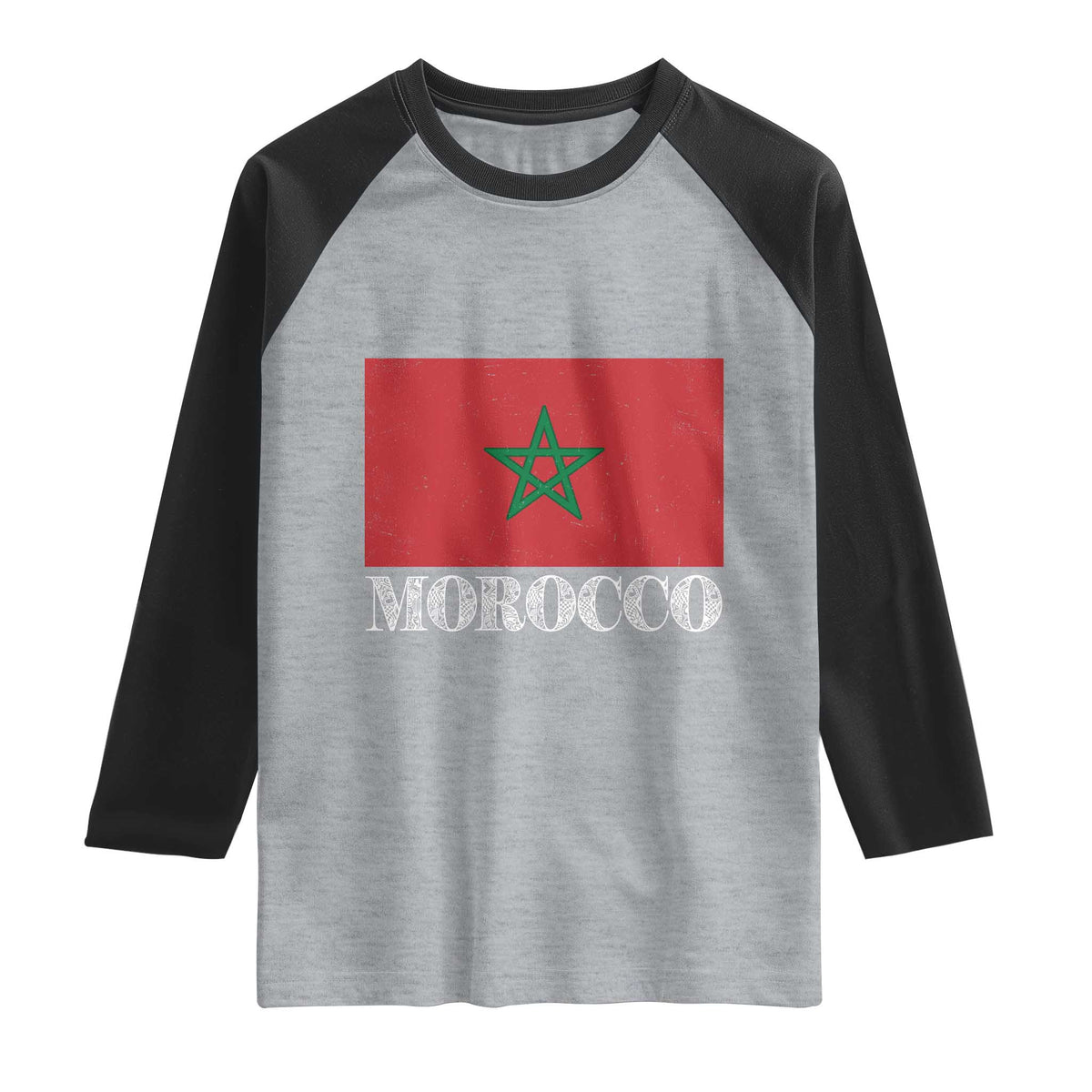 Vintage Morocco Flag Raglan Shirt Patriotic Moroccan Pride