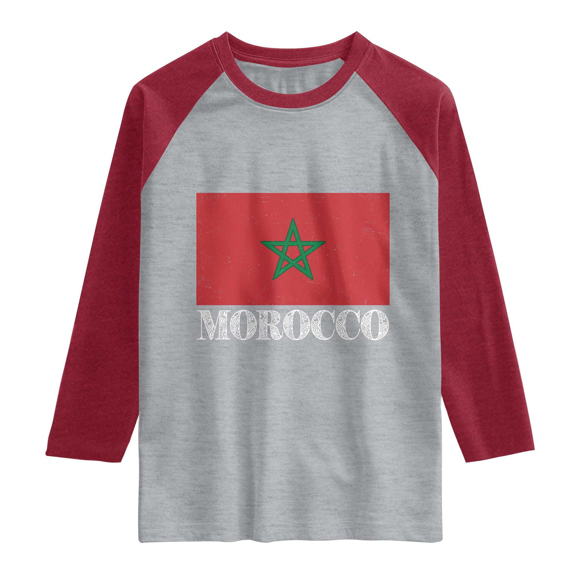 Vintage Morocco Flag Raglan Shirt Patriotic Moroccan Pride