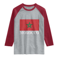 Vintage Morocco Flag Raglan Shirt Patriotic Moroccan Pride