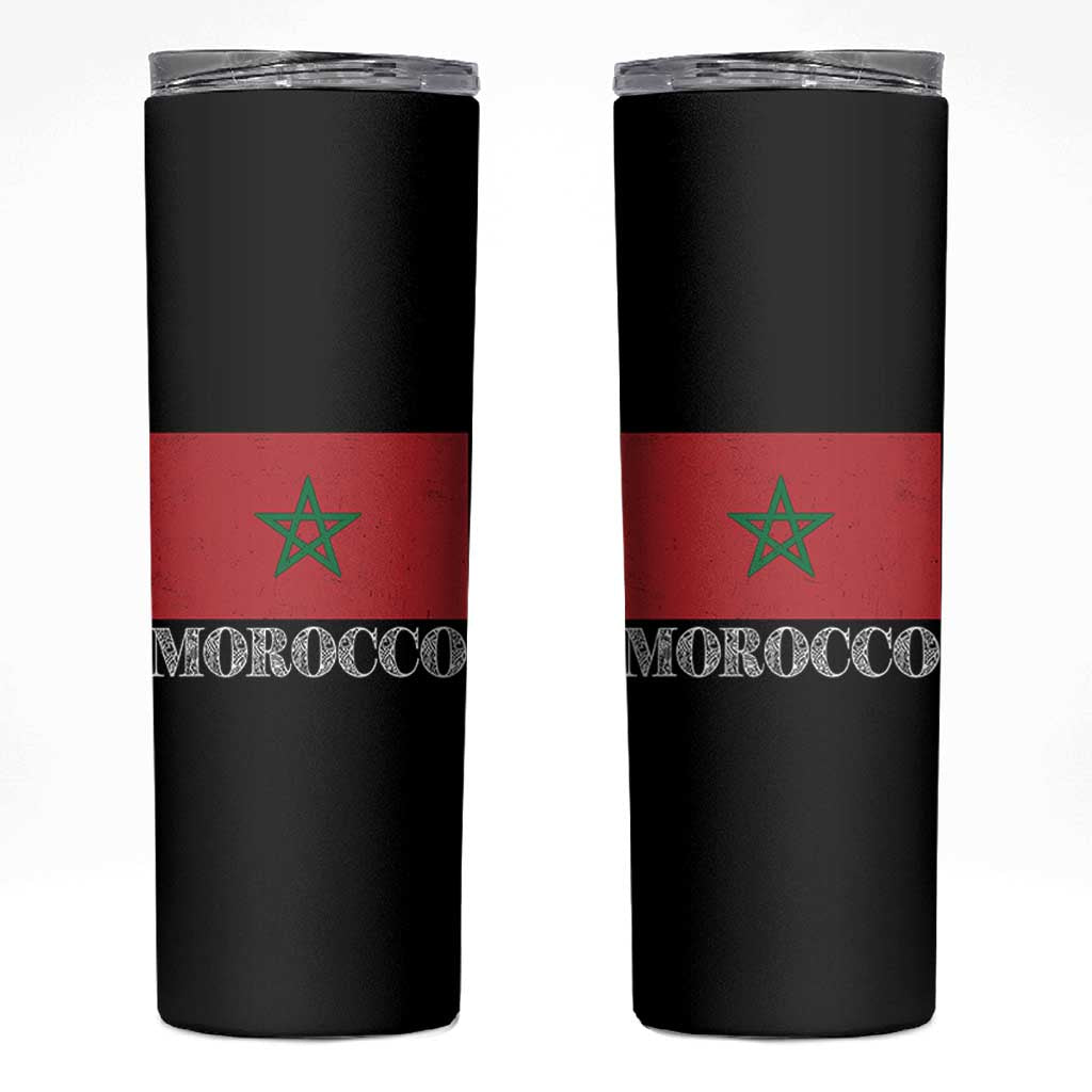 Vintage Morocco Flag Skinny Tumbler Patriotic Moroccan Pride