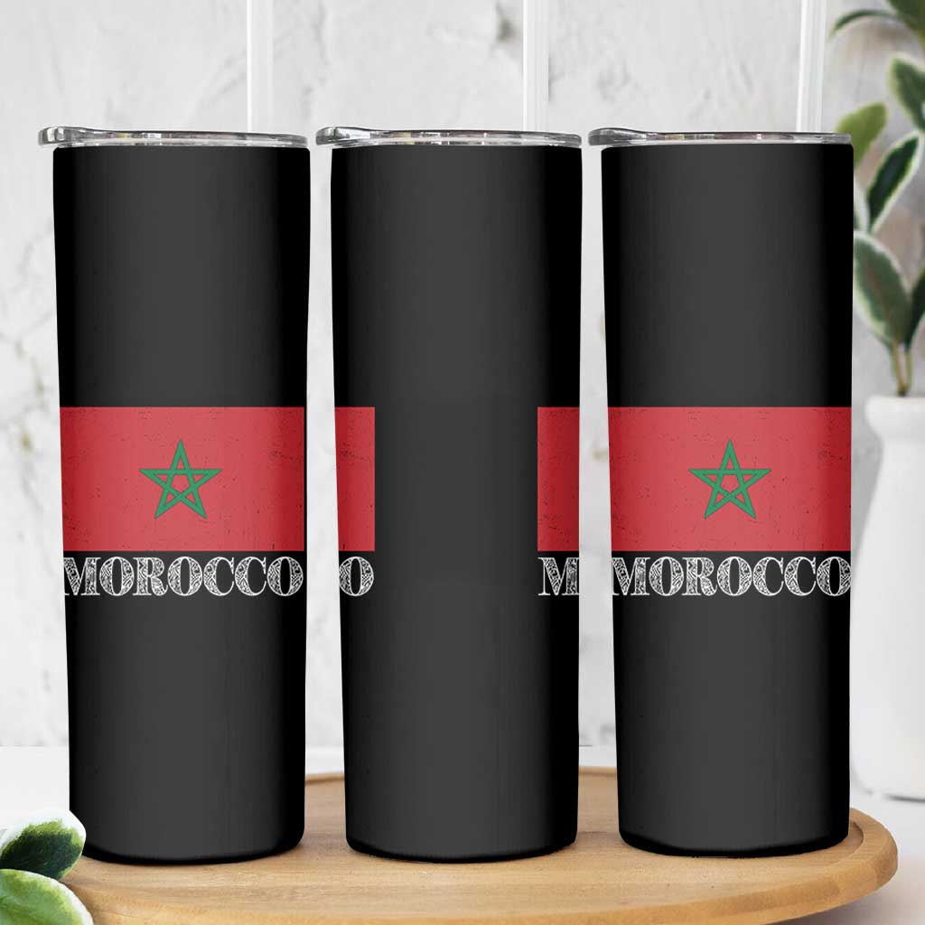 Vintage Morocco Flag Skinny Tumbler Patriotic Moroccan Pride