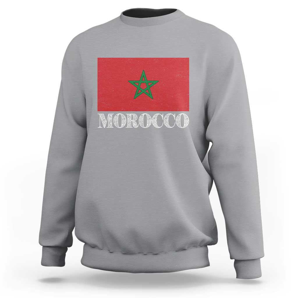 Vintage Morocco Flag Sweatshirt Patriotic Moroccan Pride
