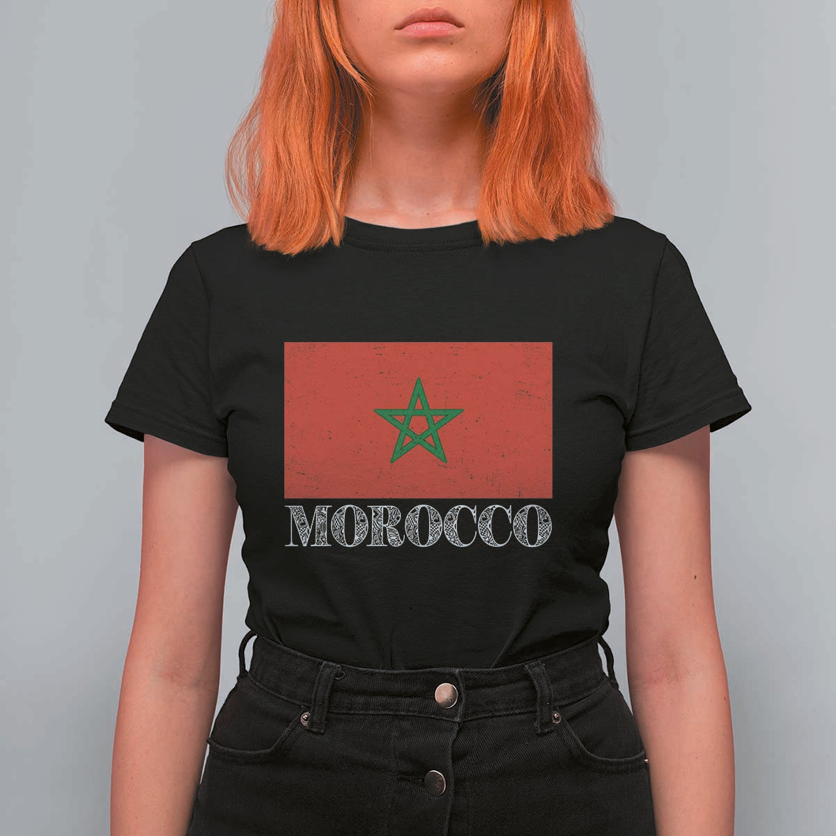 Vintage Morocco Flag T Shirt For Women Patriotic Moroccan Pride