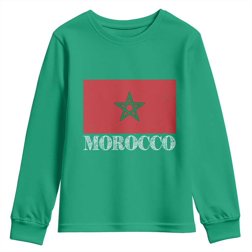 Vintage Morocco Flag Youth Sweatshirt Patriotic Moroccan Pride