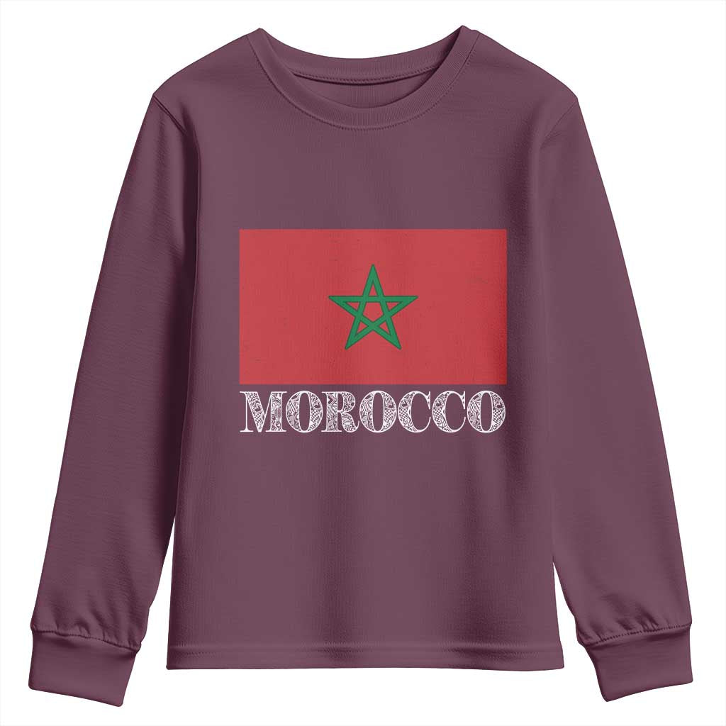 Vintage Morocco Flag Youth Sweatshirt Patriotic Moroccan Pride