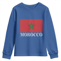 Vintage Morocco Flag Youth Sweatshirt Patriotic Moroccan Pride
