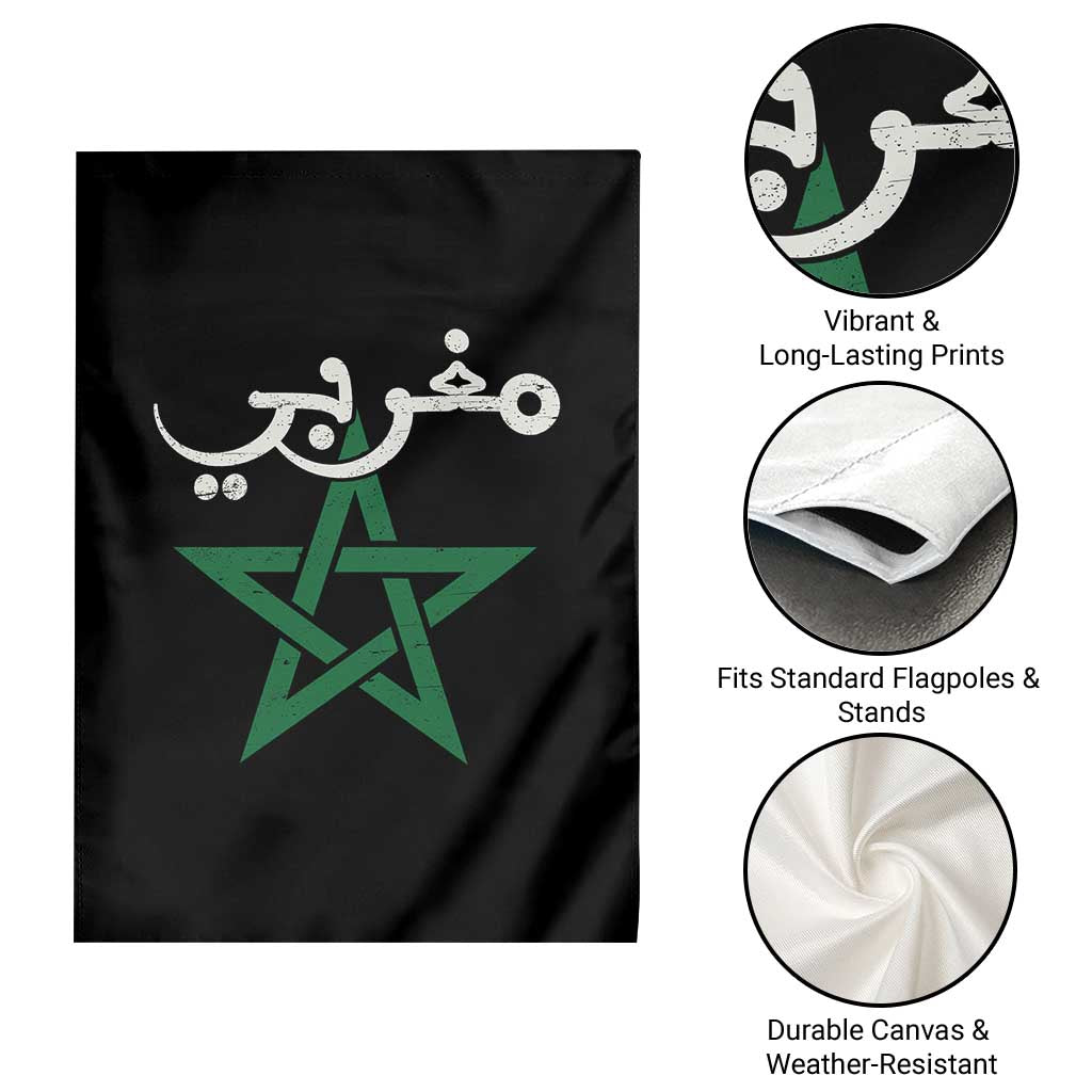 Maghribi Morocco Flag Star Traditional Arabic Script Garden Flag Patriotic Moroccan Pride Heritage