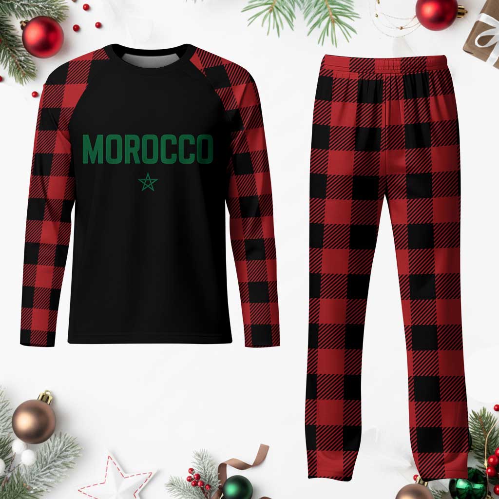 Morocco Star Flag Minimalist Moroccan Pride Plaid Pajama Set