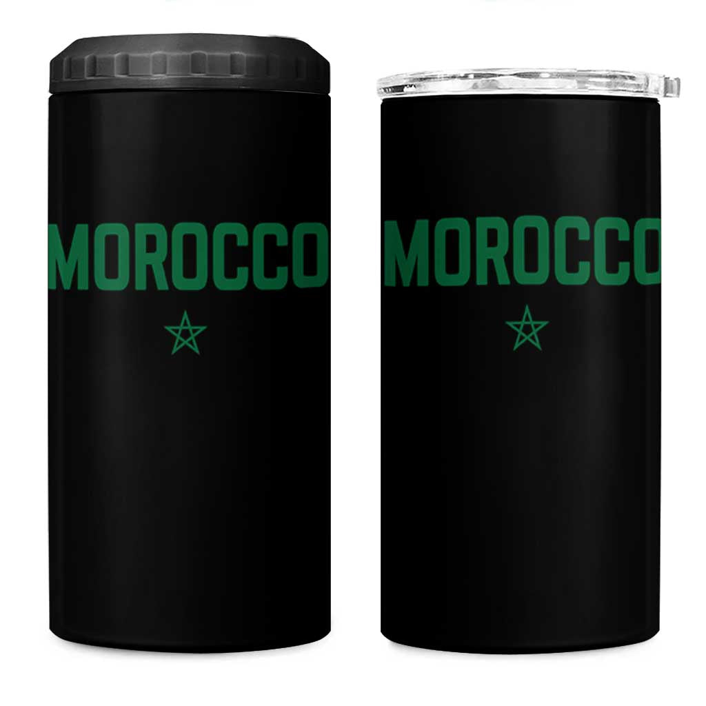 Morocco Star Flag Minimalist Moroccan Pride 4 in 1 Can Cooler Tumbler