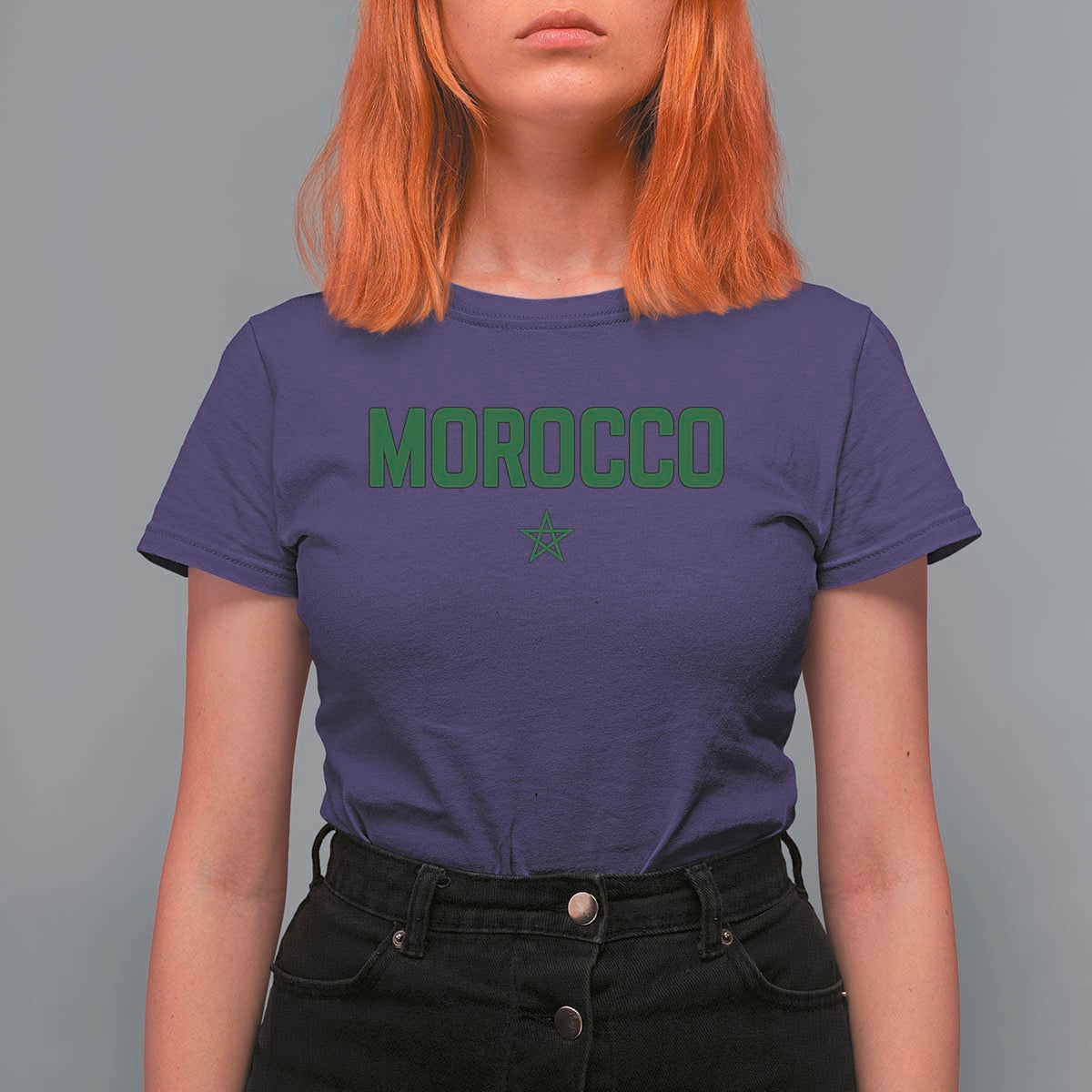 Morocco Star Flag Minimalist Moroccan Pride T Shirt For Women