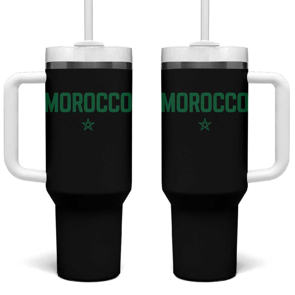 Morocco Star Flag Minimalist Moroccan Pride Tumbler With Handle